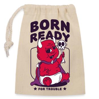 Born Ready for Trouble Baby Devil - Closable cotton gift bag (14x20cm) - nature - Front