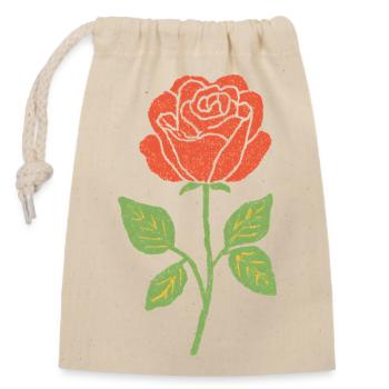 Red Rose Line Illustration - Closable cotton gift bag (14x20cm) - nature - Front