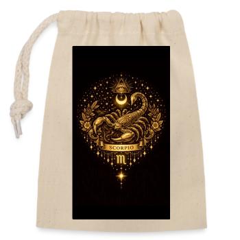 Golden Zodiac Collection – Scorpio Astrology Gold - Verschließbarer Geschenkbeutel aus Baumwolle (14x20cm) - Natur - Vorne