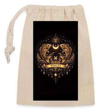Golden Zodiac Collection – Pisces Astrology Gold - Verschließbarer Geschenkbeutel aus Baumwolle (14x20cm) - Natur - Vorne