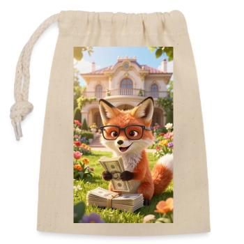 Dessin animé Renard - Sac cadeau en coton avec cordon (14 x 20 cm) - nature - Devant