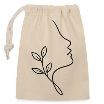 Line face with foliage - Closable cotton gift bag (14x20cm) - nature - Front