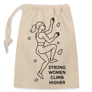Des femmes fortes grimpent plus haut – Art en ligne grimpeur féminine - Sac cadeau en coton avec cordon (14 x 20 cm) - nature - Devant