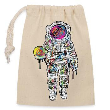 Space Astronaut Scribble Painting Planet - Closable cotton gift bag (14x20cm) - nature - Front