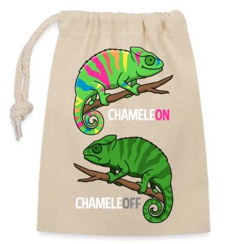 Caméléon sur Caméléon Off Drôle de Reptile Design - Sac cadeau en coton avec cordon (14 x 20 cm) - nature - Devant