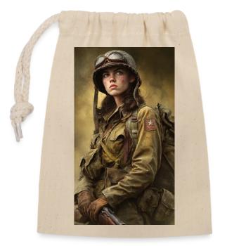 War heroine in flight suit - Closable cotton gift bag (14x20cm) - nature - Front