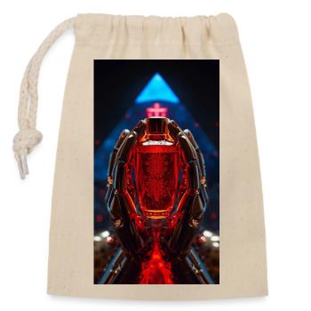 Roter Kristall RoboHände - Verschließbarer Geschenkbeutel aus Baumwolle (14x20cm) - Natur - Vorne