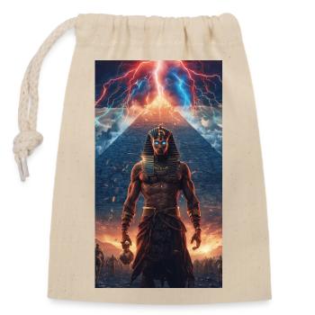 Thunder Pharaoh in front of the pyramid - Closable cotton gift bag (14x20cm) - nature - Front