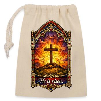 Resurrection He is Risen Easter Jesus - Closable cotton gift bag (14x20cm) - nature - Front