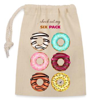 Illustration de six beignets glacés avec inscription - Sac cadeau en coton avec cordon (14 x 20 cm) - nature - Devant