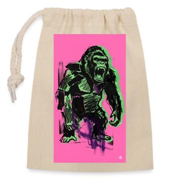 Néon Gorille Rage sur Pink - Sac cadeau en coton avec cordon (14 x 20 cm) - nature - Devant