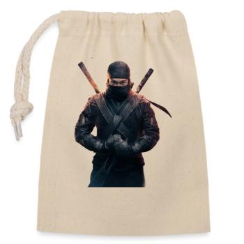 Ninja with swords - Closable cotton gift bag (14x20cm) - nature - Front
