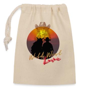Wild West Love Illustration Western Cowboy - Verschließbarer Geschenkbeutel aus Baumwolle (14x20cm) - Natur - Vorne