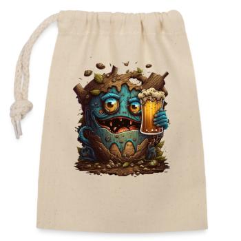 Funny Beer Monster - Closable cotton gift bag (14x20cm) - nature - Front