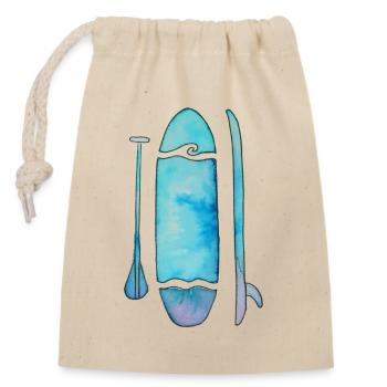 Stand Up Paddling Board SUP blau - Verschließbarer Geschenkbeutel aus Baumwolle (14x20cm) - Natur - Vorne