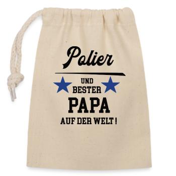 Bester Papa Polier Bau Handwerker Bauleitung - Verschließbarer Geschenkbeutel aus Baumwolle (14x20cm) - Natur - Vorne