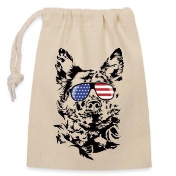 Hungarian Mudi America Flag Sunglasses Dogs - Closable cotton gift bag (14x20cm) - nature - Front