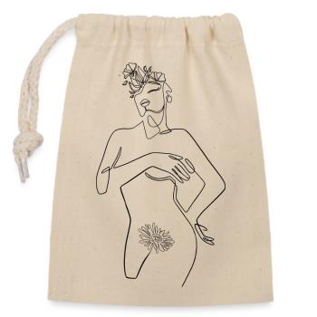 Amour de soi Femme Fleurs V-Day - Sac cadeau en coton avec cordon (14 x 20 cm) - nature - Devant
