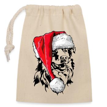 Santa Australian Shepherd Christmas Aussie Dogs - Closable cotton gift bag (14x20cm) - nature - Front