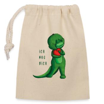 Ich mag dich Dino - Verschließbarer Geschenkbeutel aus Baumwolle (14x20cm) - Natur - Vorne