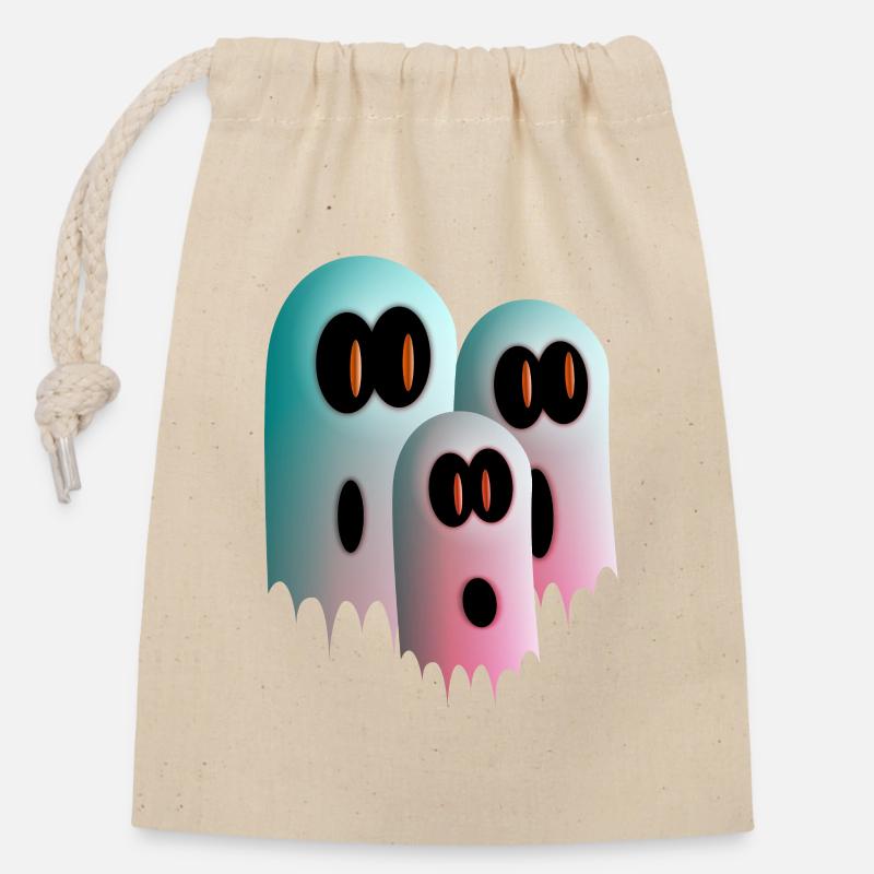 Ghosts - Closable cotton gift bag (14x20cm) - nature