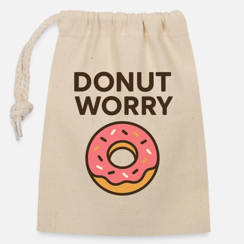 Donut Worry Motivational Design - Verschließbarer Geschenkbeutel aus Baumwolle (14x20cm) - Natur