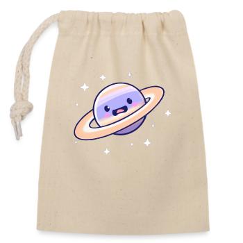 Saturne est surpris? - Sac cadeau en coton avec cordon (14 x 20 cm) - nature - Devant