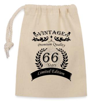 66. Geburtstag Premium Qualität - Verschließbarer Geschenkbeutel aus Baumwolle (14x20cm) - Natur - Vorne