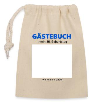 80th Birthday Guestbook to Sign Funny - Closable cotton gift bag (14x20cm) - nature - Front