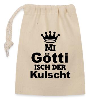 Mi Götti isch der kulscht Patenonkel Schweiz - Verschließbarer Geschenkbeutel aus Baumwolle (14x20cm) - Natur - Vorne