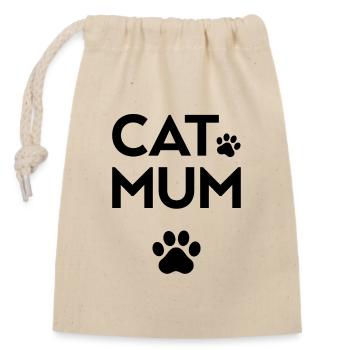 Maman chat - Sac cadeau en coton avec cordon (14 x 20 cm) - nature - Devant