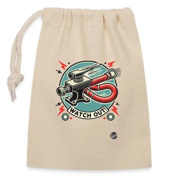 Retro cartoon, flying anvil and hammer - Closable cotton gift bag (14x20cm) - nature - Front