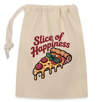 Slice of Happiness - Pizza - Verschließbarer Geschenkbeutel aus Baumwolle (14x20cm) - Natur - Vorne