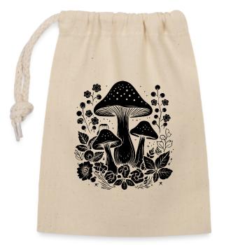 mushroom cottagecore - Verschließbarer Geschenkbeutel aus Baumwolle (14x20cm) - Natur - Vorne