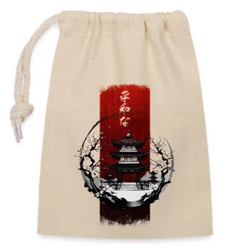 Tranquil Blossoms: Japanese Temple Serenity - Closable cotton gift bag (14x20cm) - nature - Front