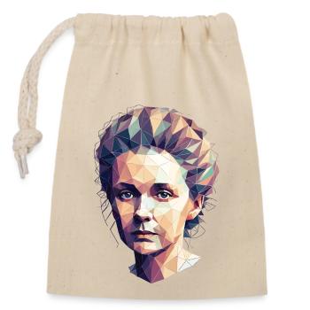 Portrait Marie Curie Polygon Art - Closable cotton gift bag (14x20cm) - nature - Front