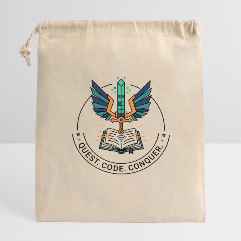 Quest. Code. Conquer Emblem Verschließbarer Geschenkbeutel aus Baumwolle (14x20cm)
