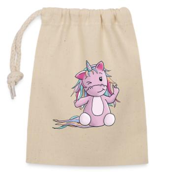 Unicorn Peace - Closable cotton gift bag (14x20cm) - nature - Front