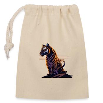 wunderschönes Tiger Design - Verschließbarer Geschenkbeutel aus Baumwolle (14x20cm) - Natur - Vorne
