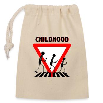 Childhood Mobile Phone Traffic Youth - Closable cotton gift bag (14x20cm) - nature - Front