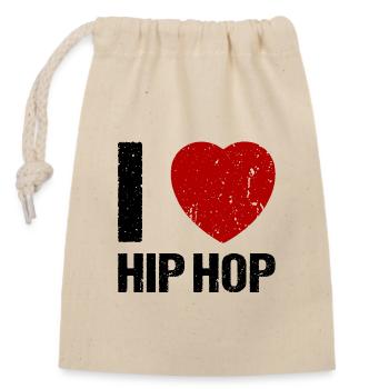 I love Hip Hop Music - Closable cotton gift bag (14x20cm) - nature - Front