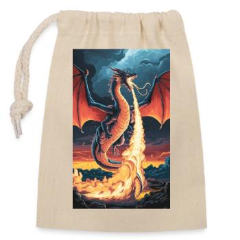 FEUERSPEIENDER DRACHE - Verschließbarer Geschenkbeutel aus Baumwolle (14x20cm) - Natur - Vorne