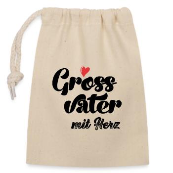 Grossvatter mit Herz Opa Schweiz Grosspapi - Verschließbarer Geschenkbeutel aus Baumwolle (14x20cm) - Natur - Vorne