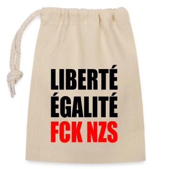 Liberté Égalité FCK NZS - Sac cadeau en coton avec cordon (14 x 20 cm) - nature - Devant