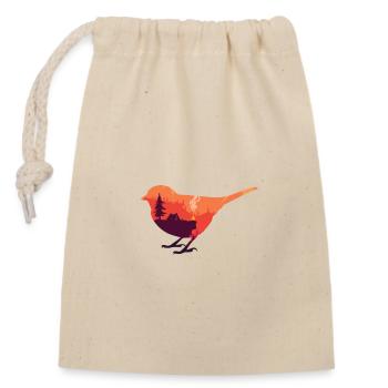 Birds and Hiking - Closable cotton gift bag (14x20cm) - nature - Front