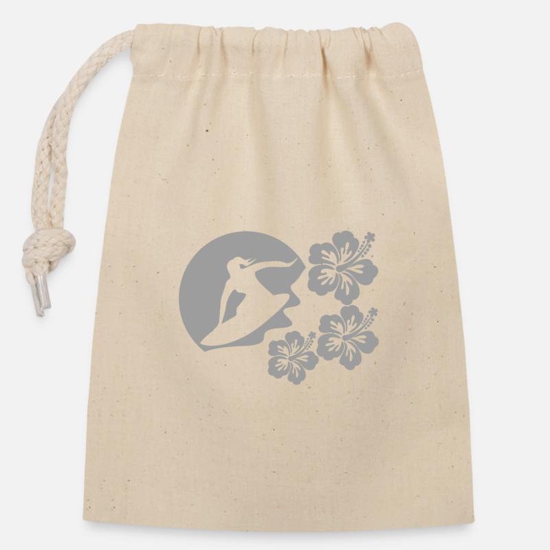 Surfer - Closable cotton gift bag (14x20cm) - nature