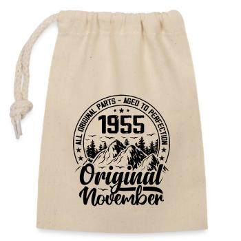 1955 November Original 69 Year Old Birthday Gift - Closable cotton gift bag (14x20cm) - nature - Front