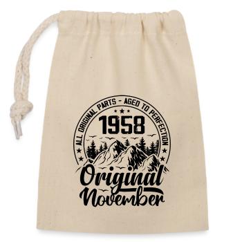1958 November Original 66 Years Anniversary Gift - Closable cotton gift bag (14x20cm) - nature - Front