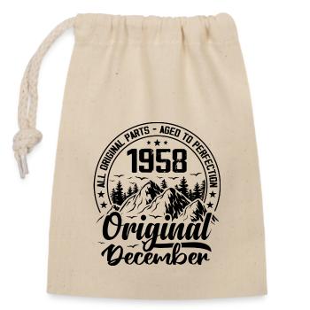 1958 December Original 66 Years Anniversary Gift - Closable cotton gift bag (14x20cm) - nature - Front