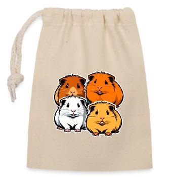Four cute guinea pigs - Closable cotton gift bag (14x20cm) - nature - Front